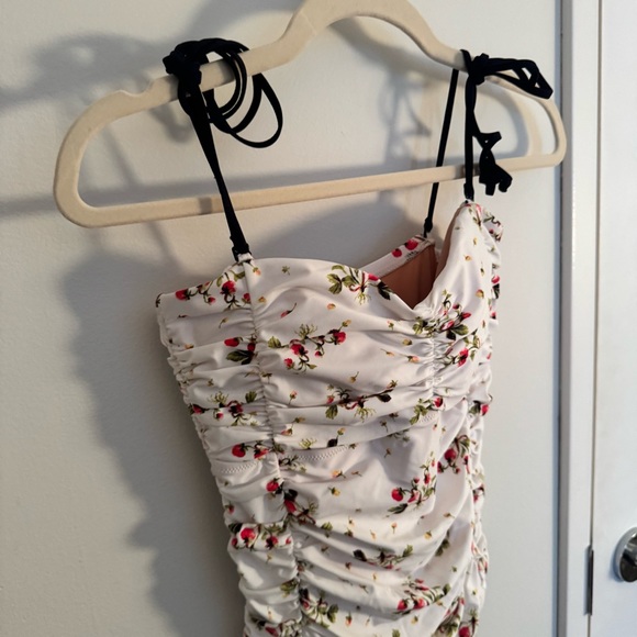 J.Crew Ruched Removable Straps Strawberry Print Swimsuit - Picture 9 of 9